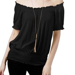 Women's Off the Shoulders Blouse - Black - Top - Size: Medium